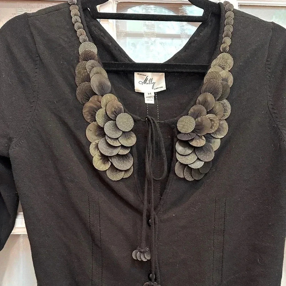 Vintage An Original Milly Of New York Cardigan Sweater Gold Embellishment Size M - Picture 5 of 15